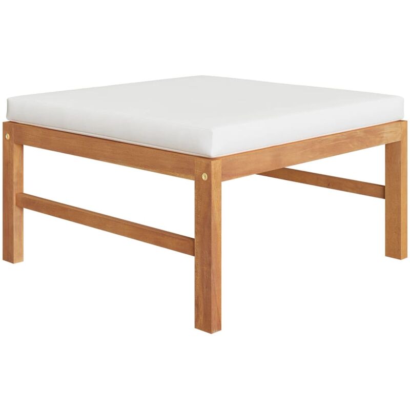 

Reposapiés con cojín crema madera maciza de teca