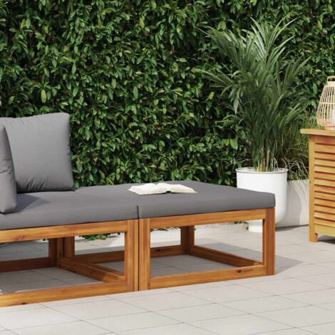 Reposapiés con cojín gris oscuro madera maciza de acacia