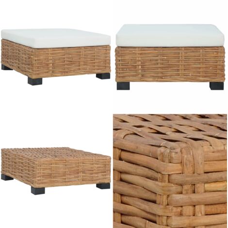 Reposapiés con cojín ratán natural - Reposapiés ratán natural - Cojín para reposapiés