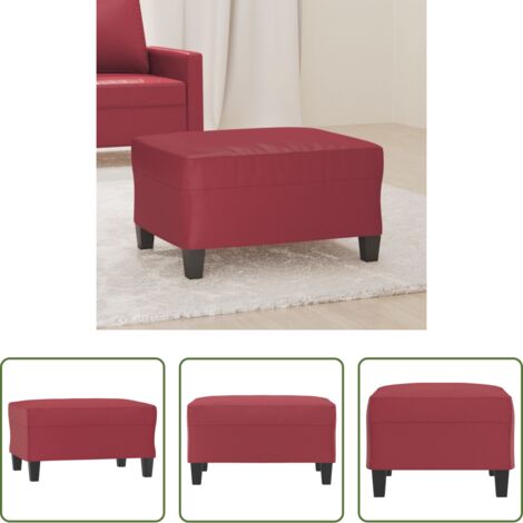 Reposapiés cuero sintético -  Reposapiés de cuero sintético rojo tinto 70x55x41 cm