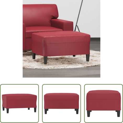 Reposapiés cuero sintético -  Reposapiés de cuero sintético rojo tinto 70x55x41 cm