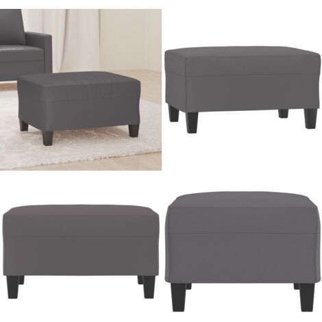Reposapiés de cuero sintético gris 70x55x41 cm - Reposapiés sintético - Cuero sintético gris