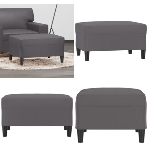 Reposapiés de cuero sintético gris 70x55x41 cm - Reposapiés sintético - Cuero sintético gris