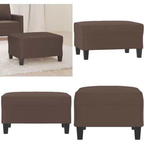 Reposapiés de cuero sintético marrón 70x55x41 cm - Reposapiés - Cuero sintético