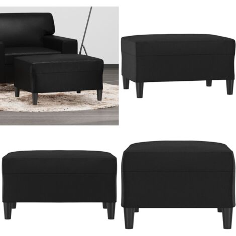 Reposapiés de cuero sintético negro 70x55x41 cm - Reposapiés moderno - Cuero sintético
