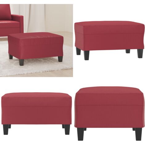 Reposapiés de cuero sintético rojo tinto 70x55x41 cm - Reposapiés cuero sintético - Reposapiés moderno