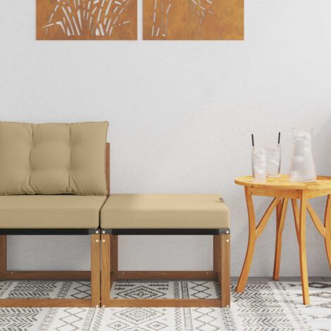 Reposapiés de exterior Madera maciza de Acacia y Tela Textilene