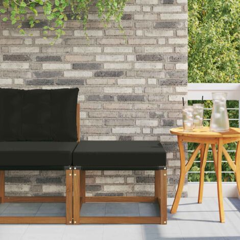 Reposapiés de exterior Madera maciza de Acacia y Tela Textilene