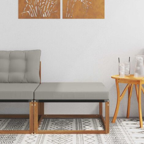 Reposapiés de exterior Madera maciza de acacia y textileno