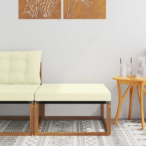 Reposapiés de exterior Madera maciza de acacia y textileno
