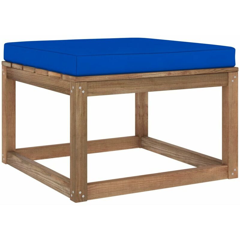 

Reposapies de jardin con cojin azul
