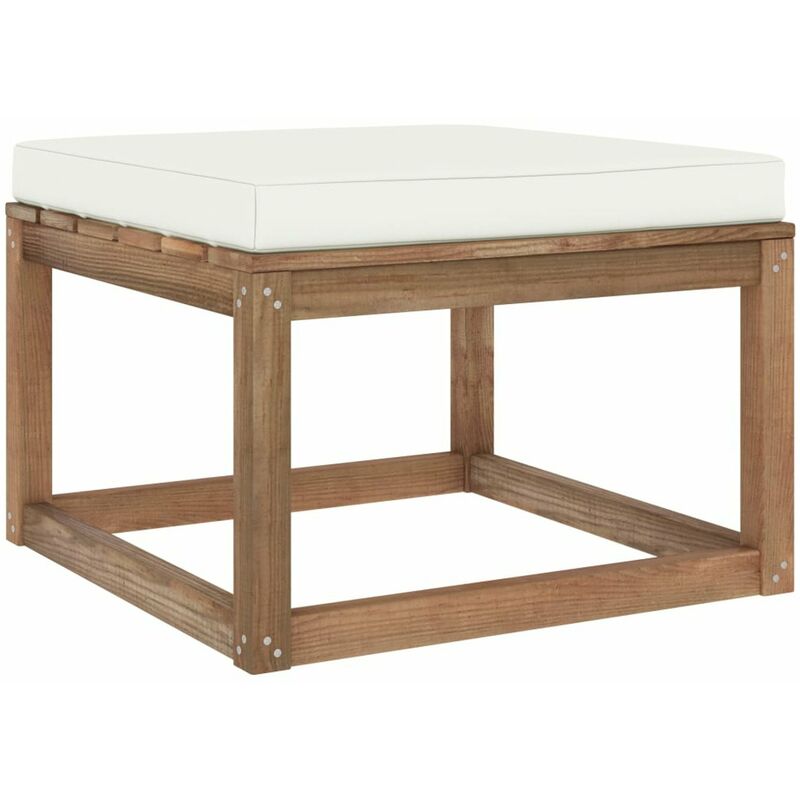 

Reposapies de jardin con cojin crema