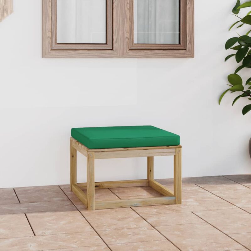 

Reposapiés de jardín con cojín madera de pino impregnada verde