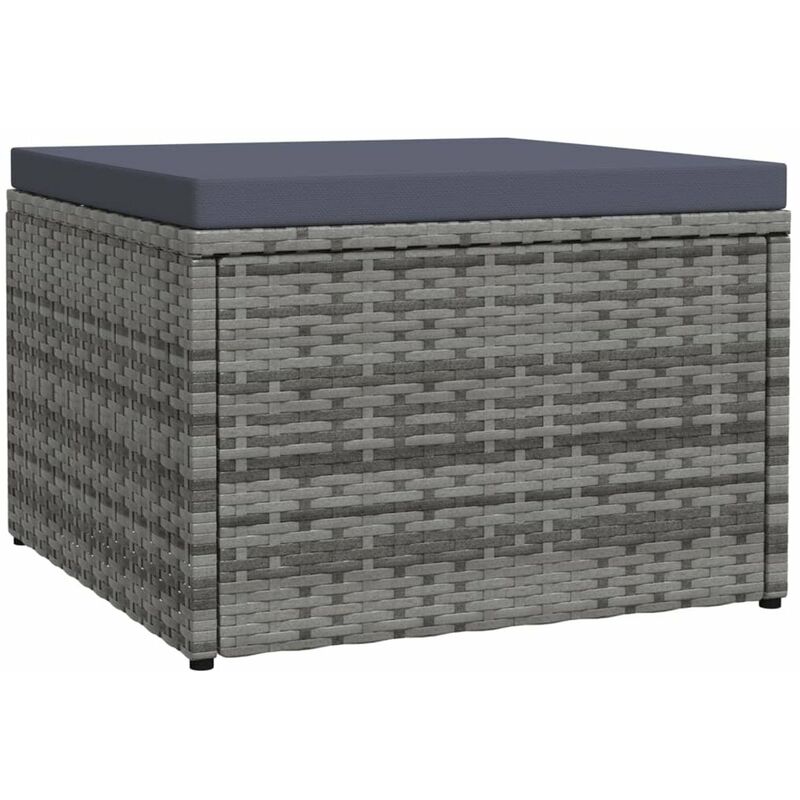 

Reposapies de jardin con cojin ratan sintetico gris