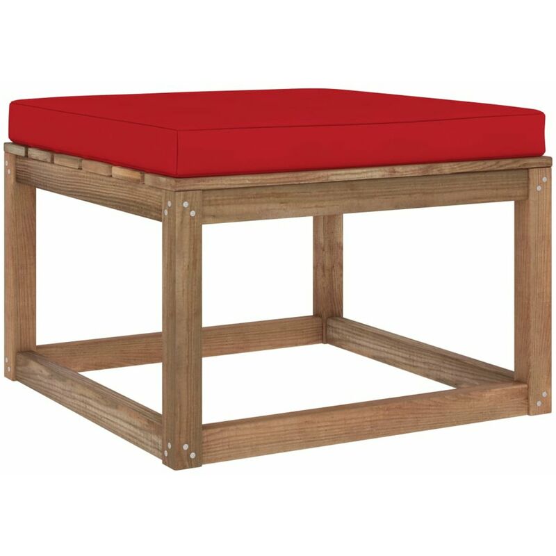 

Reposapies de jardin con cojin rojo