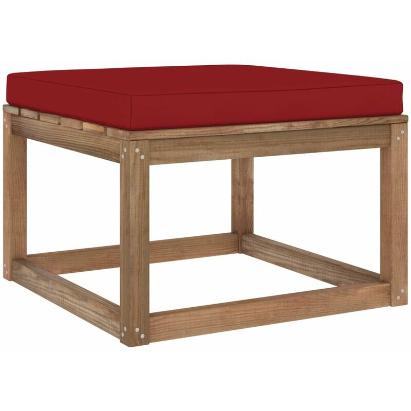 

Reposapies de jardin con cojin rojo tinto