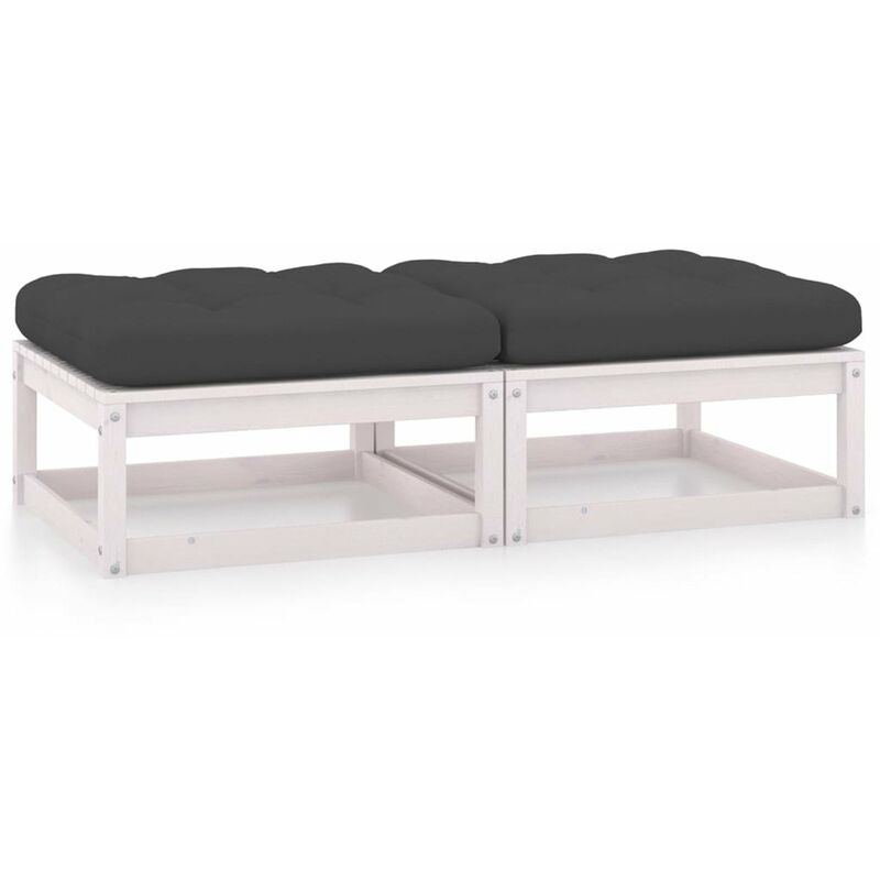 

Reposapies de jardin con cojines 2 uds madera maciza de pino