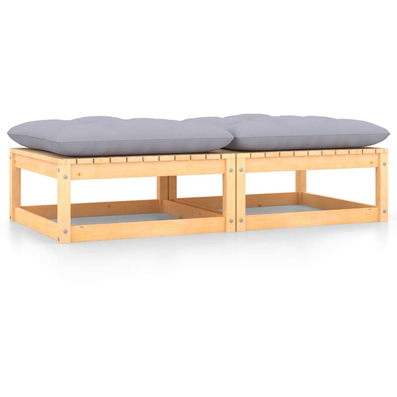 

Reposapies de jardin con cojines 2 uds madera maciza de pino