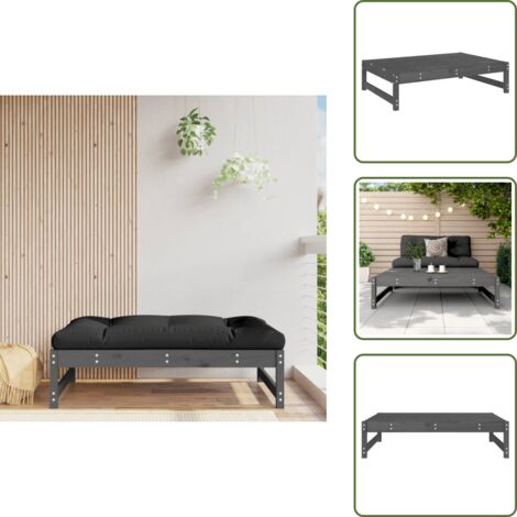 Reposapiés de jardín - vidaXL Taburete de jardín madera maciza de pino gris 120x80 cm - Muebles de jardín