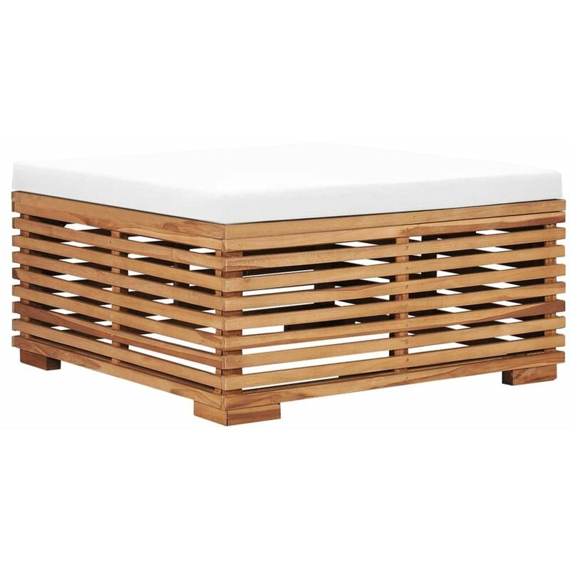 

Reposapies de jardin y cojin color crema madera maciza teca