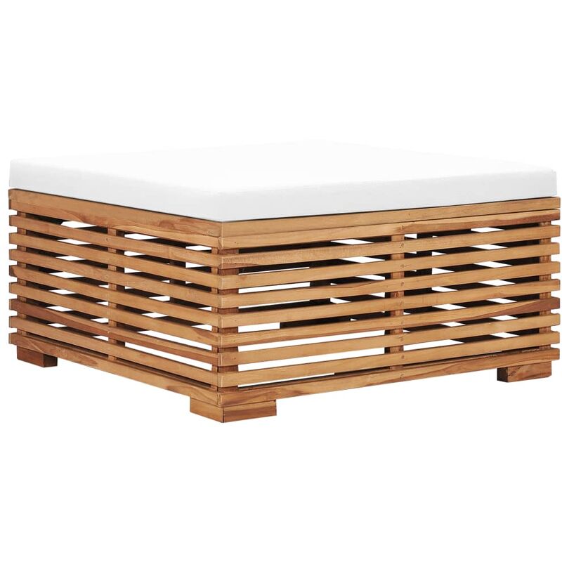 

Reposapiés de jardín y cojín color crema madera maciza teca