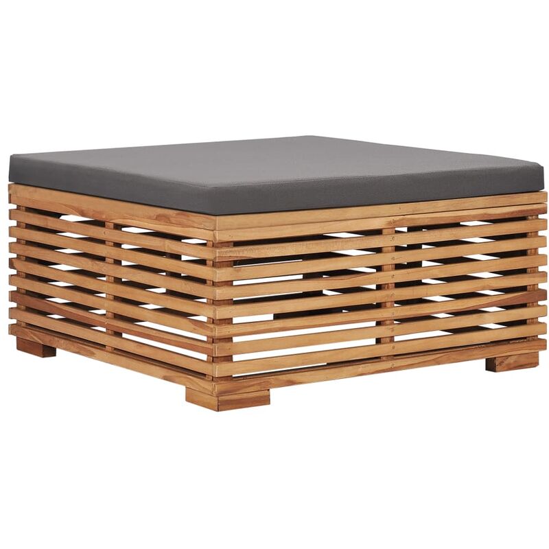 

Reposapiés de jardín y cojín gris madera maciza teca