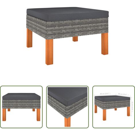 Reposapiés de ratán -  Reposapiés de ratán sintético y madera maciza de eucalipto