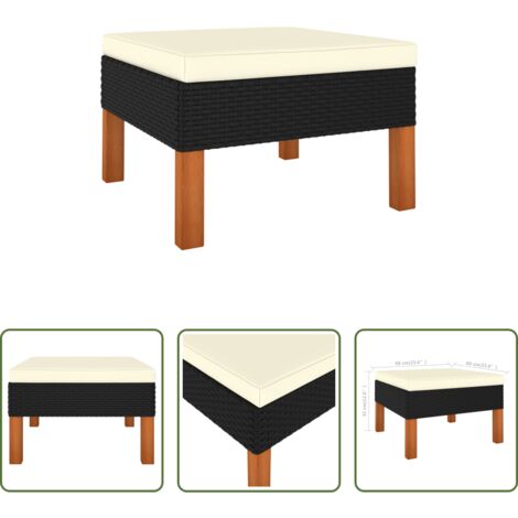 Reposapiés de ratán -  Reposapiés de ratán sintético y madera maciza de eucalipto