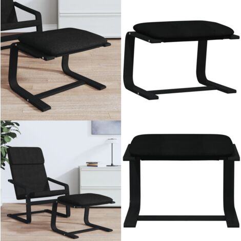 Reposapiés de tela negro 51x41x40 cm - Reposapiés - Muebles de sala