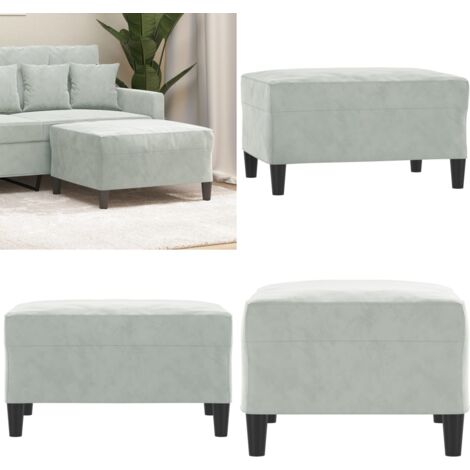 Reposapiés de terciopelo gris claro 70x55x41 cm - Reposapiés - Terciopelo