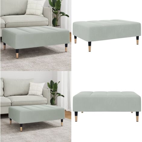Reposapiés de terciopelo gris claro 77x55x31 cm - Reposapiés - Taburete