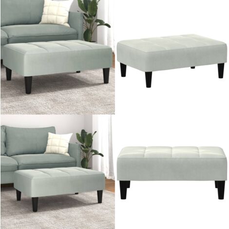 Reposapiés de terciopelo gris claro 77x55x31 cm - Reposapiés - Terciopelo