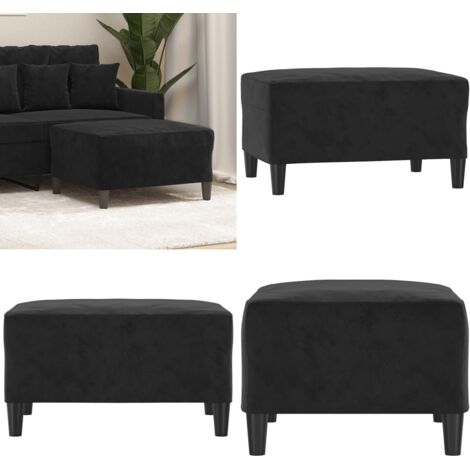Reposapiés de terciopelo negro 70x55x41 cm - Reposapiés - Terciopelo