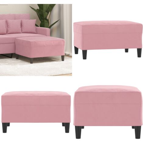 Reposapiés de terciopelo rosa 70x55x41 cm - Reposapiés rosa - Taburete moderno