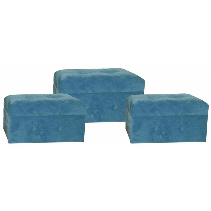

Reposapiés DKD Home Decor Azul Poliéster Madera MDF (3 pcs)