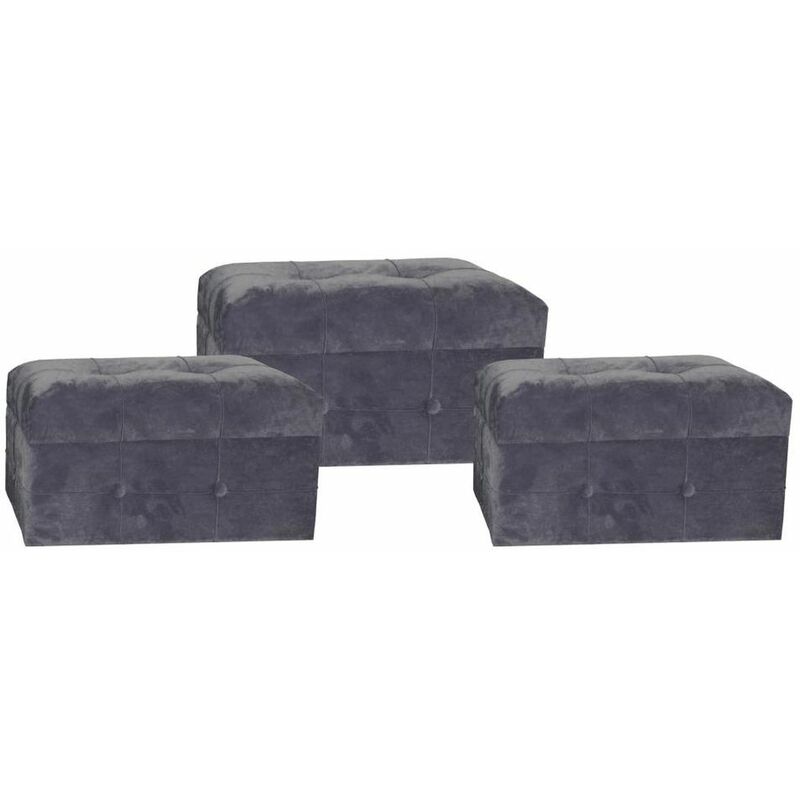 

Reposapiés DKD Home Decor Gris Poliéster Madera MDF (3 pcs)