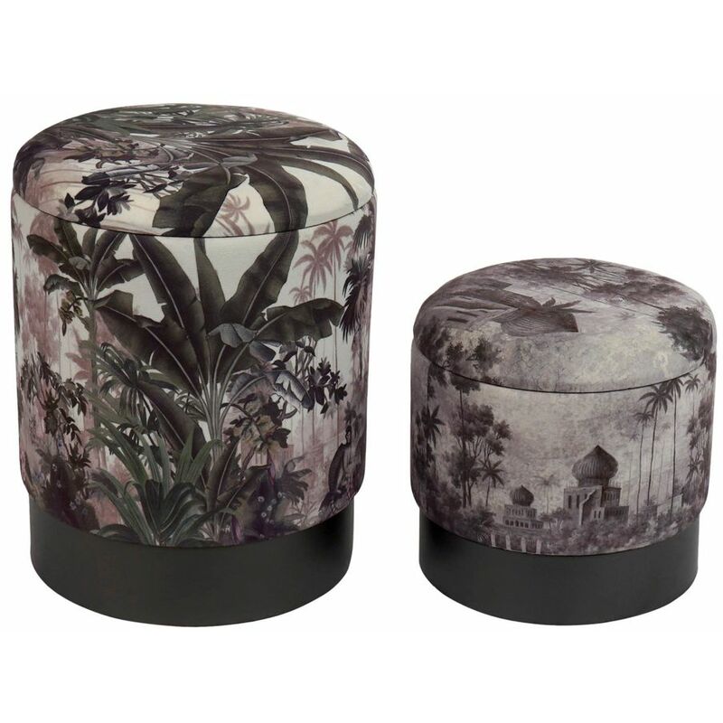 

Reposapiés DKD Home Decor Gris Poliéster Metal Palmeras (2 pcs)