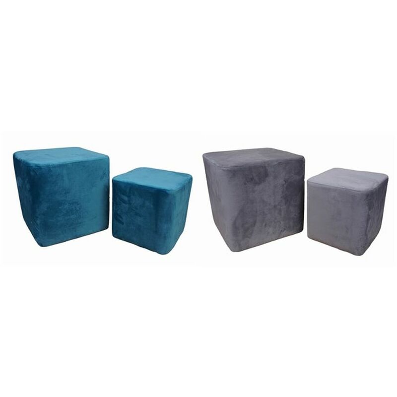 

Reposapiés DKD Home Decor Gris Turquesa Poliéster Madera (2 pcs) (36 x 36 x 35 cm)