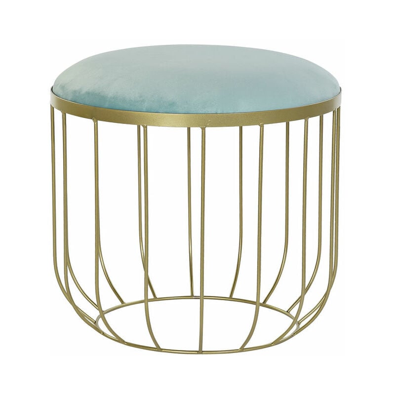 

Reposapiés DKD Home Decor Poliéster Metal Dorado Azul cielo (46 x 46 x 43 cm)