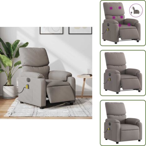 Reposapiés eléctrico - vidaXL Sillón reclinable de masaje eléctrico tela gris taupe - Asiento cómodo