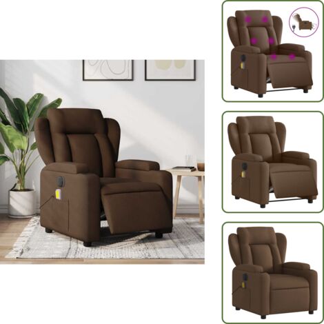 Reposapiés eléctrico - vidaXL Sillón reclinable de masaje eléctrico tela marrón - Asiento cómodo