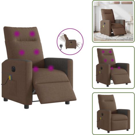 Reposapiés eléctrico - vidaXL Sillón reclinable de masaje eléctrico tela marrón - Asiento cómodo