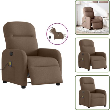Reposapiés eléctrico - vidaXL Sillón reclinable de masaje eléctrico tela marrón - Asiento cómodo
