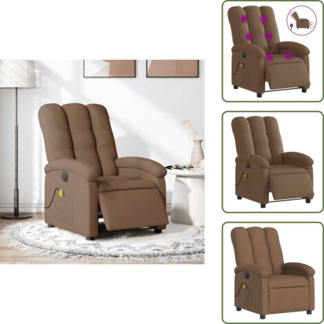 Reposapiés eléctrico - vidaXL Sillón reclinable de masaje eléctrico tela marrón - Asiento cómodo