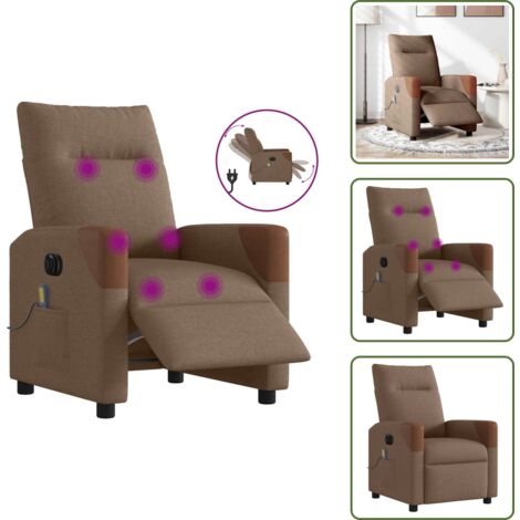 Reposapiés eléctrico - vidaXL Sillón reclinable de masaje eléctrico tela marrón - Asiento cómodo