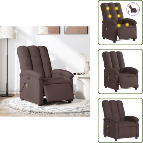 Reposapiés eléctrico - vidaXL Sillón reclinable de masaje eléctrico tela marrón oscuro - Asiento cómodo