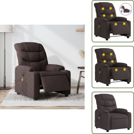Reposapiés eléctrico - vidaXL Sillón reclinable de masaje eléctrico tela marrón oscuro - Asiento cómodo