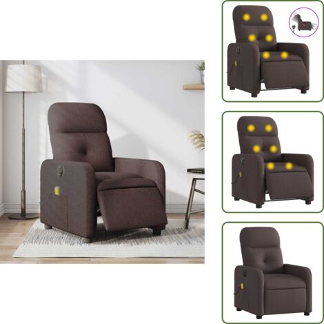 Reposapiés eléctrico - vidaXL Sillón reclinable de masaje eléctrico tela marrón oscuro - Asiento cómodo