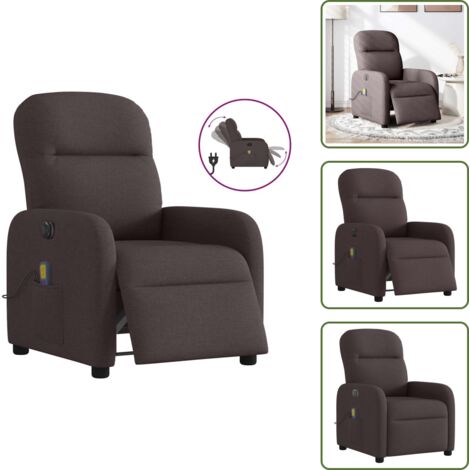 Reposapiés eléctrico - vidaXL Sillón reclinable de masaje eléctrico tela marrón oscuro - Asiento cómodo