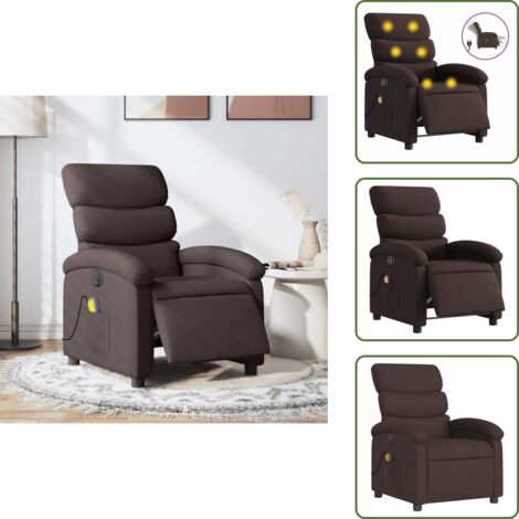 Reposapiés eléctrico - vidaXL Sillón reclinable de masaje eléctrico tela marrón oscuro - Asiento cómodo